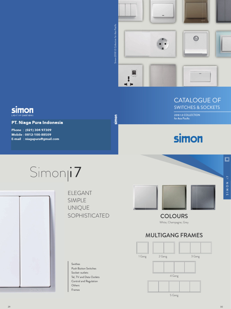 Simon Switches & Sockets Catalogue 2018 | PDF | Switch | Design