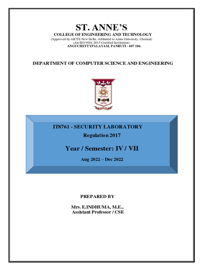 IT8761-SECURITY LABORATORY-590519304-IT8761 Security Labmanual | PDF ...