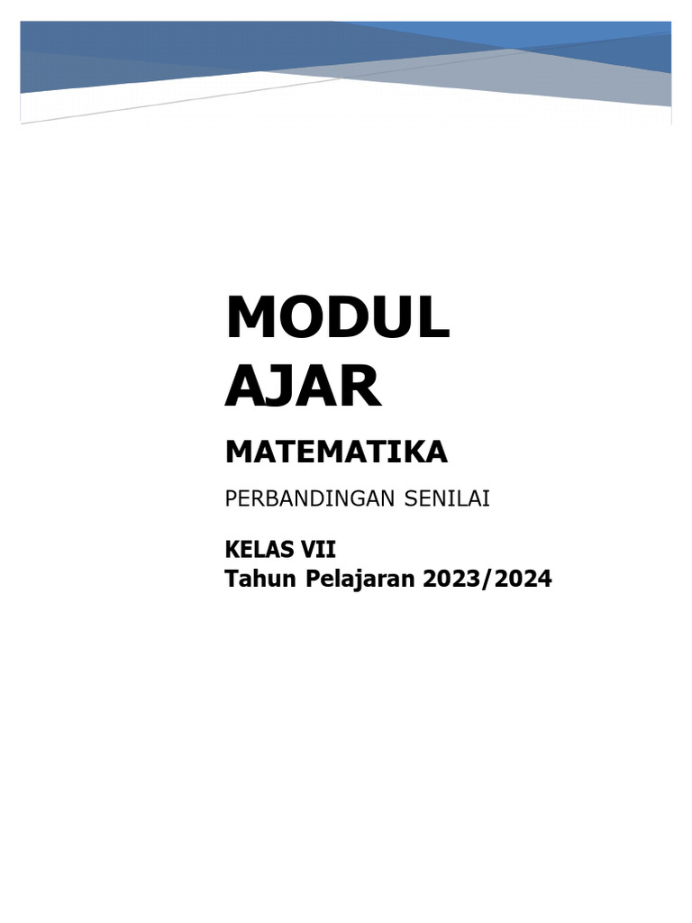 Modul Ajar Matematika Kelas 7 Bab Perbandingan | PDF