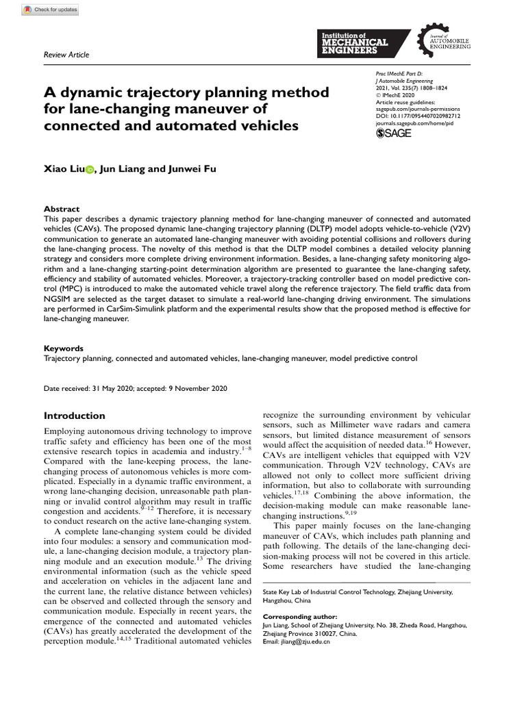 A Dynamic Trajectory Planning Method | PDF | Simulation | Mathematical ...