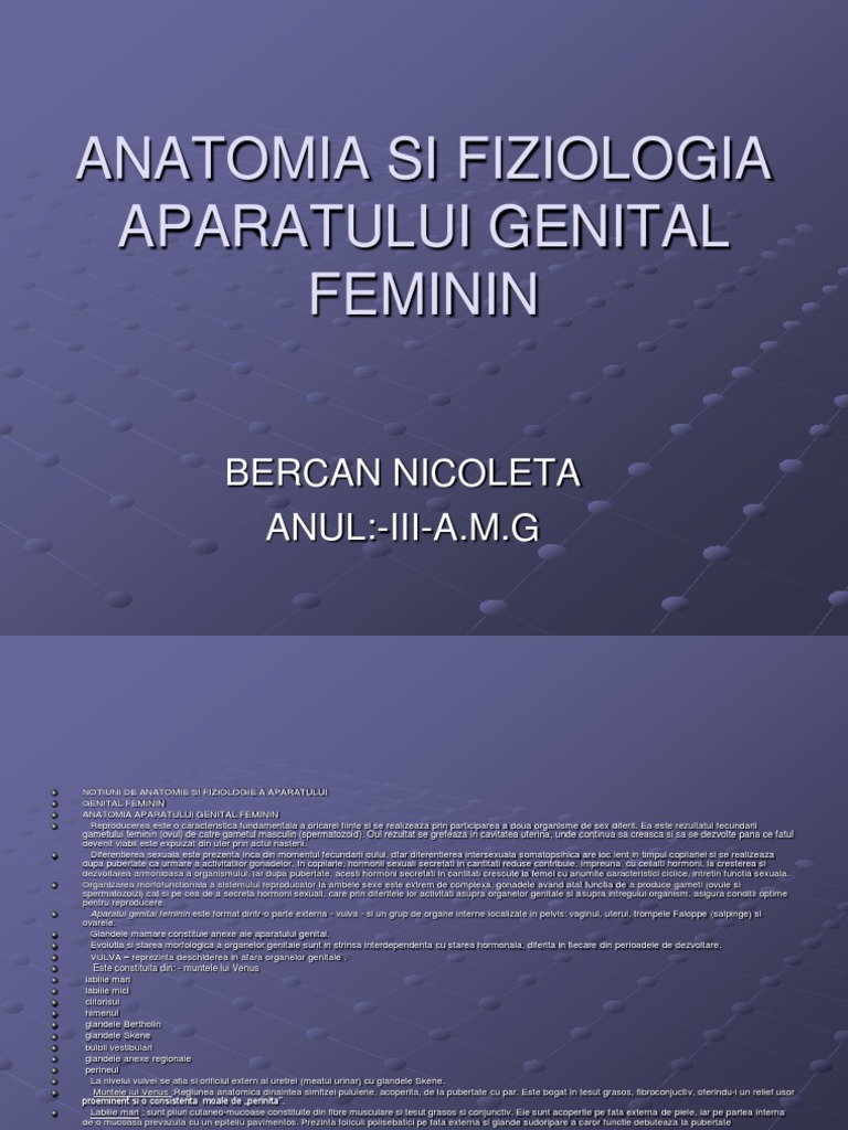Anatomia Si Fiziologia Aparatului Genital Feminin | PDF