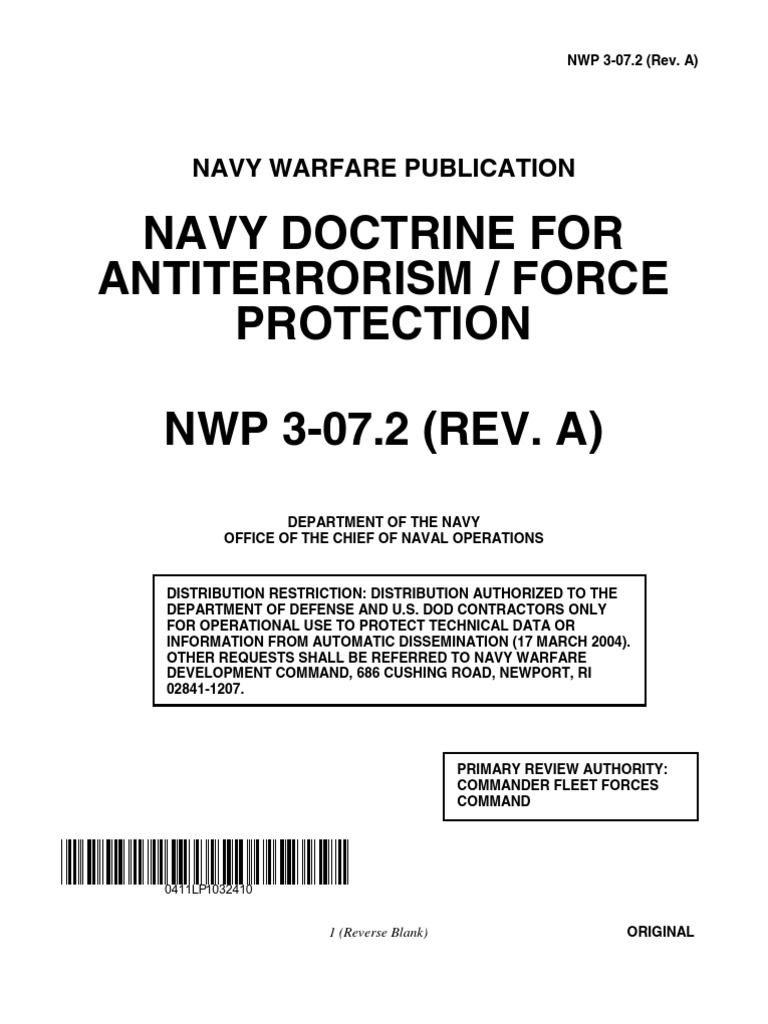 Navy Doctrine for Antiterrorism/Force Protection | PDF | Counter ...