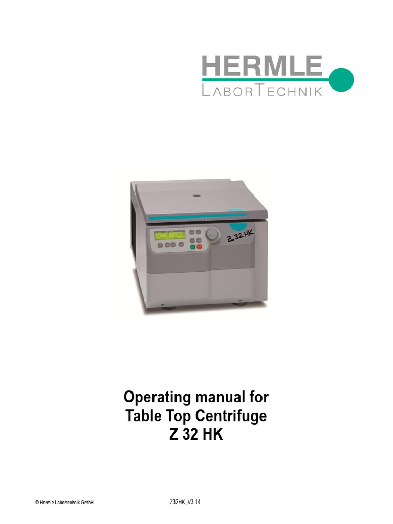 Hermle Z 32 HK Instruction Manual PDF Centrifuge Dangerous Goods