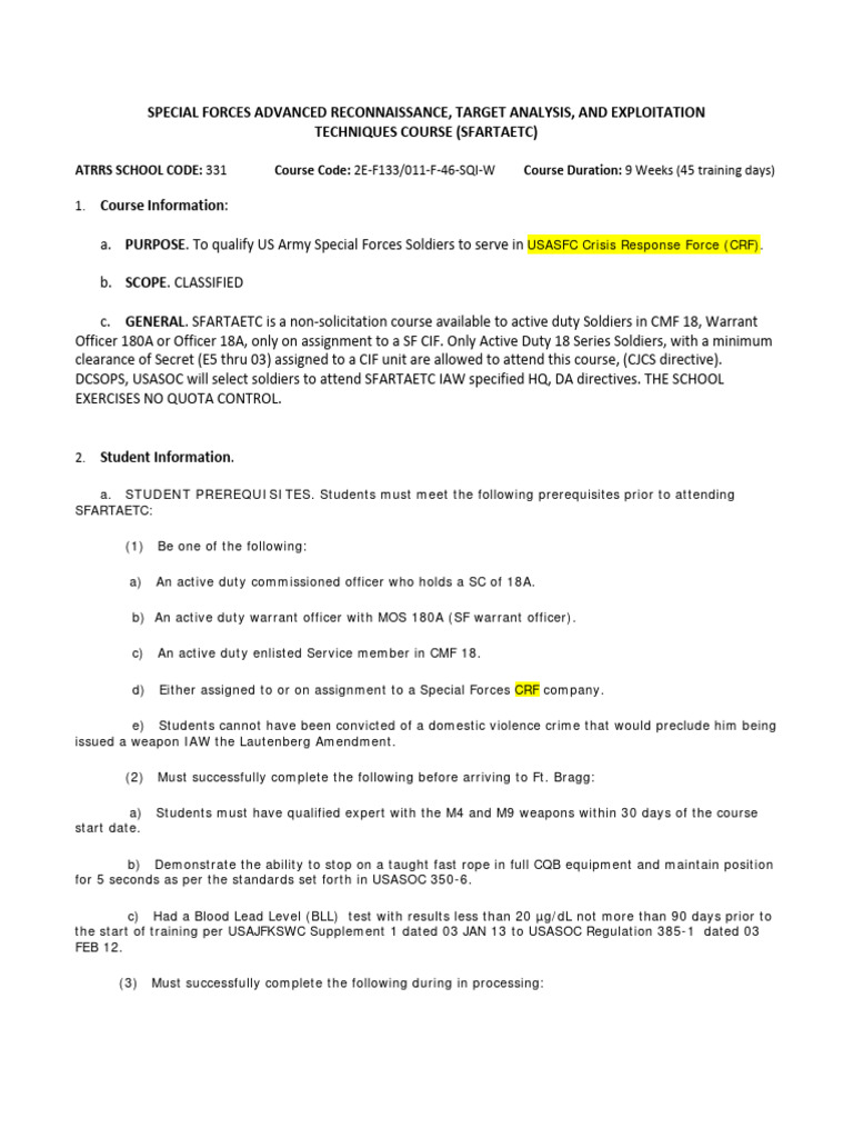 SFARTAETC Course Overview and Requirements | PDF | Glasses | Personal ...