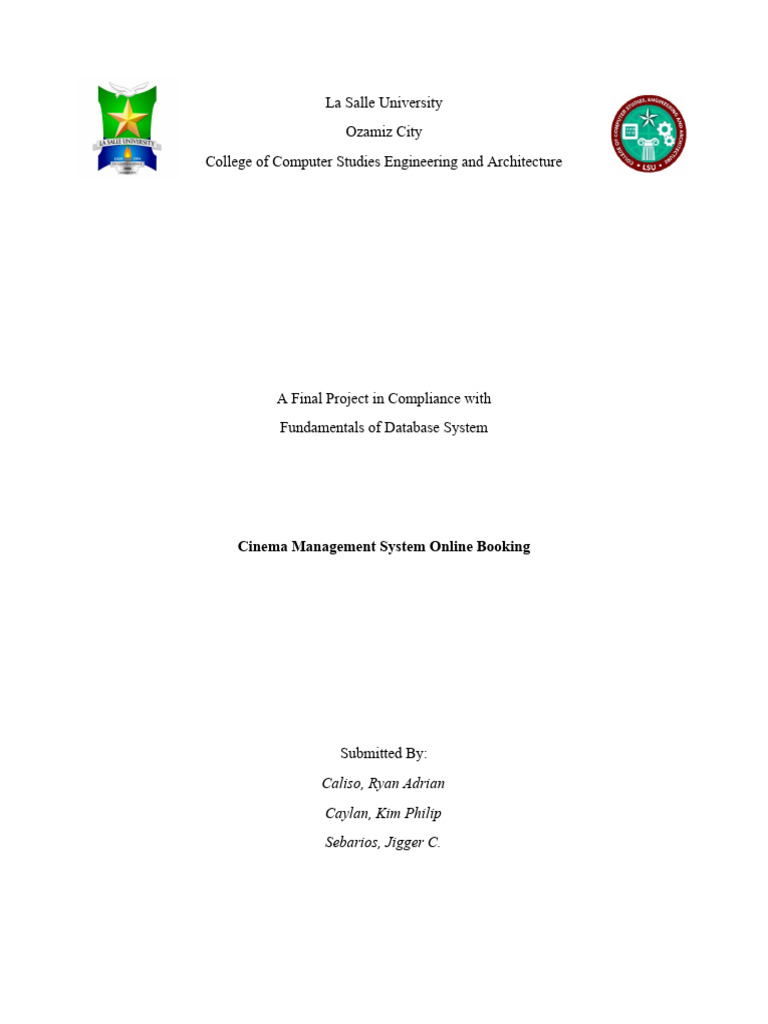 Cinema Management System Documentation | PDF | Databases | Relational ...