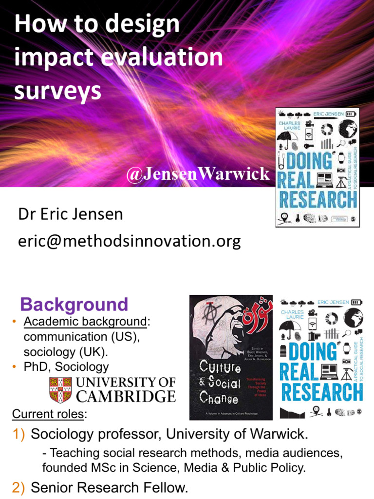 Eric Jensen How To Design Impact Evaluation Surveys Pdf Survey