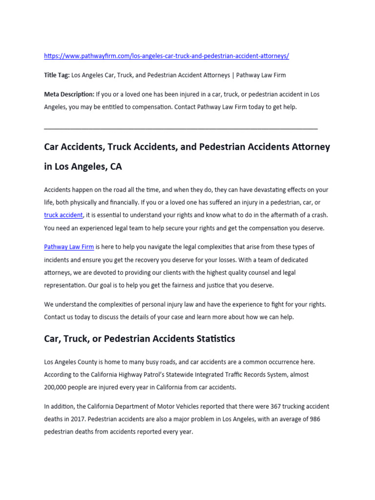 Car Accidents, Truck Accidents, and Pedestrian Accidents Attorney in ...