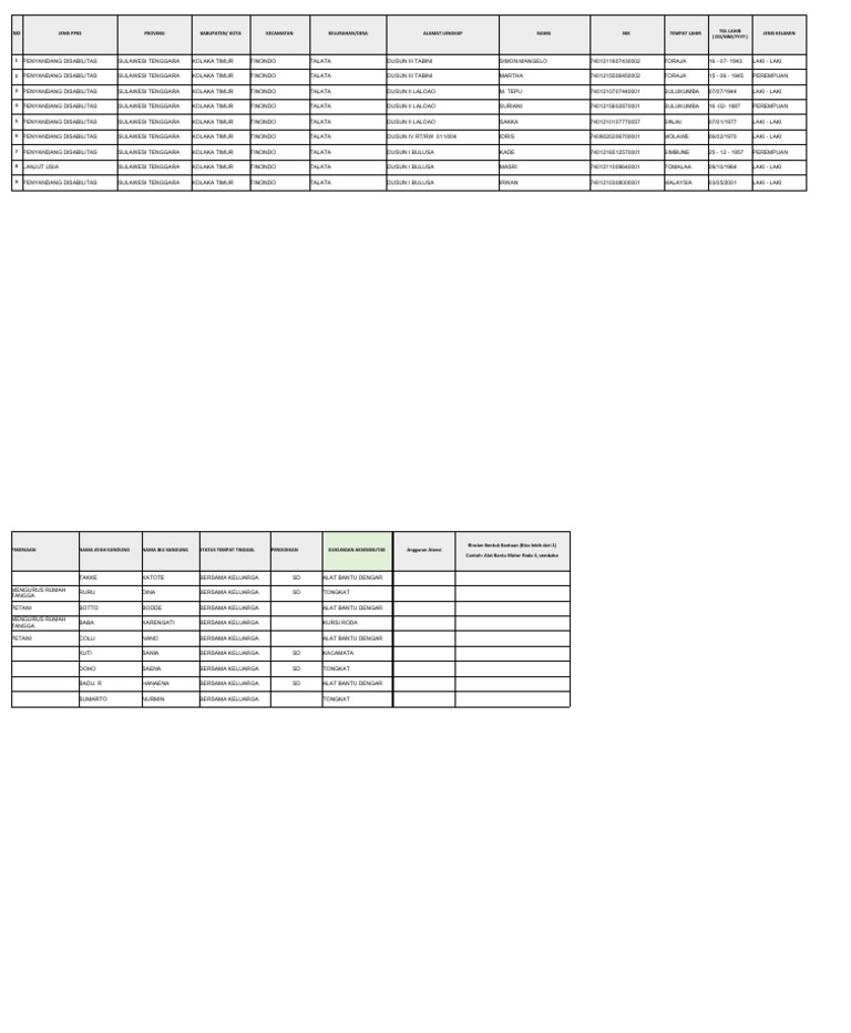 Data Penyandang Disabilitas Talata | PDF