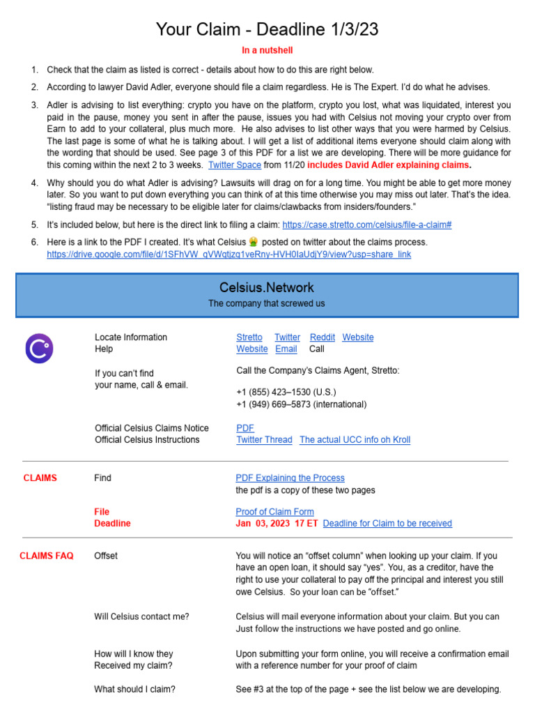 FInd and File A Claim Celsius Download Free PDF Fraud Websites