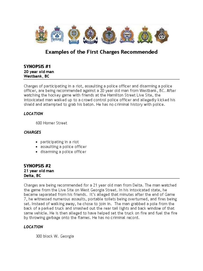 Riot Charges in BC: Recent Cases | PDF | Vancouver | Police