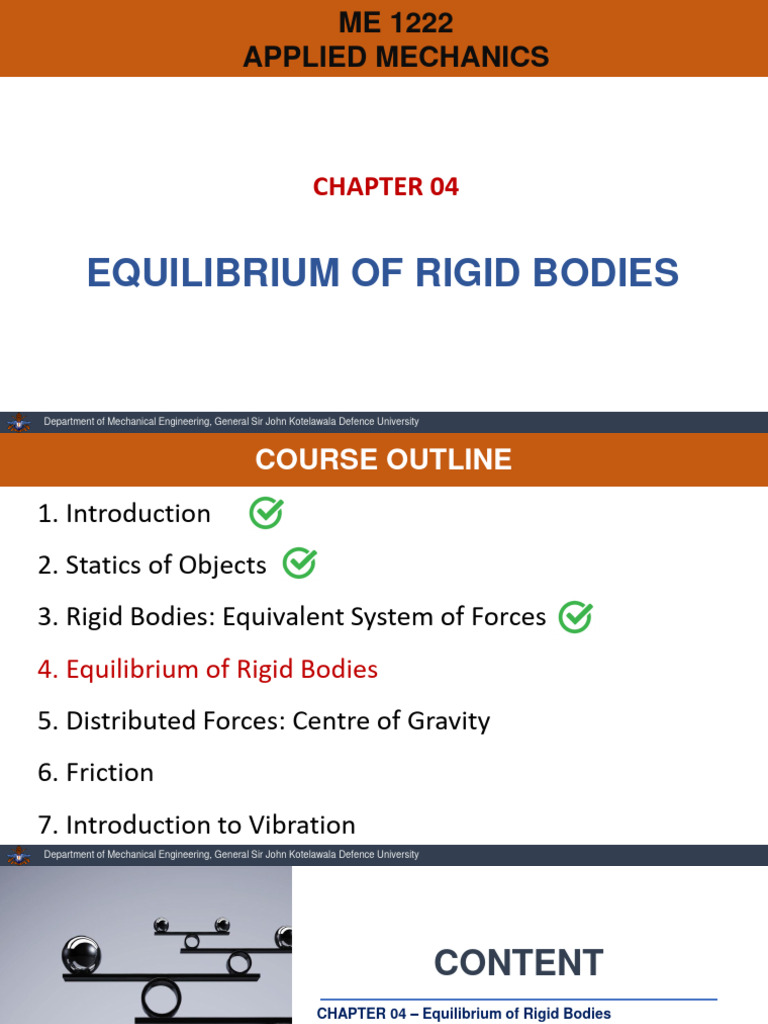 Equilibrium of Rigid Bodies in Mechanics | PDF | Force | Physical Sciences