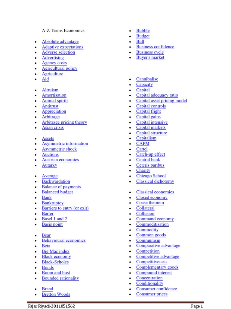 Economics intelligence overview