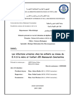 Les Infections Urinaires Chez Les Enfants Au Niveau Du E.H.S La Mère Et L'enfant D'el Mansourah Constantine