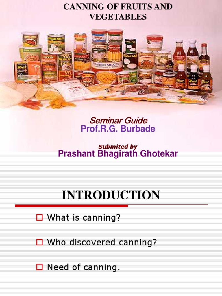 Canning of Fruits and Vegetables PDF Canning Vegetables
