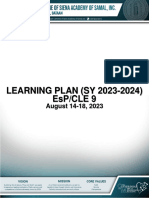 Learning Plan in EsP - CLE 9 (August 14-18,2023)