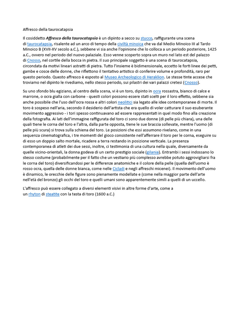 Affresco Della Taurocatapsia | PDF