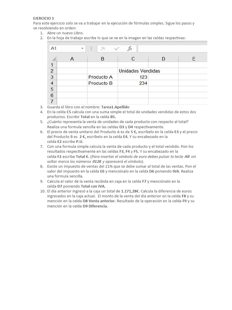 Ejercicios Básicos de Excel para Principiantes | PDF | Microsoft Excel ...