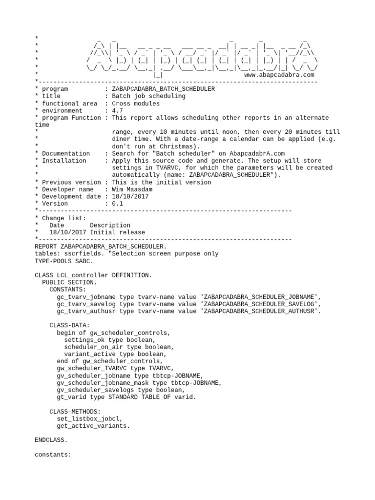 Batch Job Scheduler for ABAP 4.7 | PDF | Boolean Data Type | Method ...