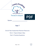 Y7 Maths Revision Booklet