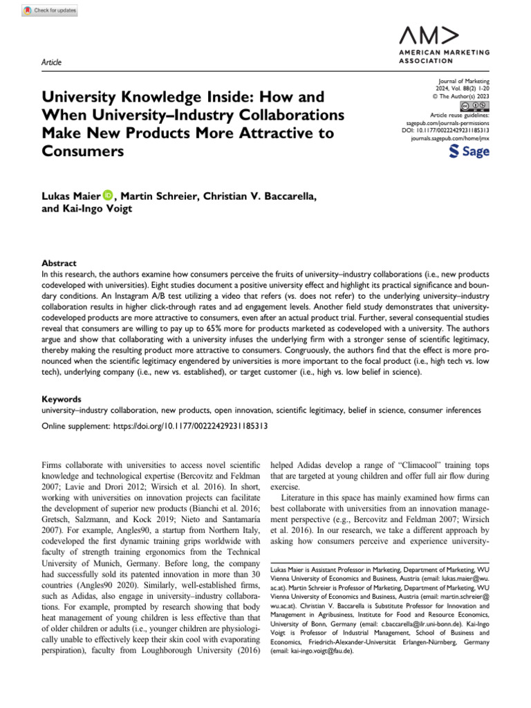 Maier et al 2023 university knowledge inside how and when university