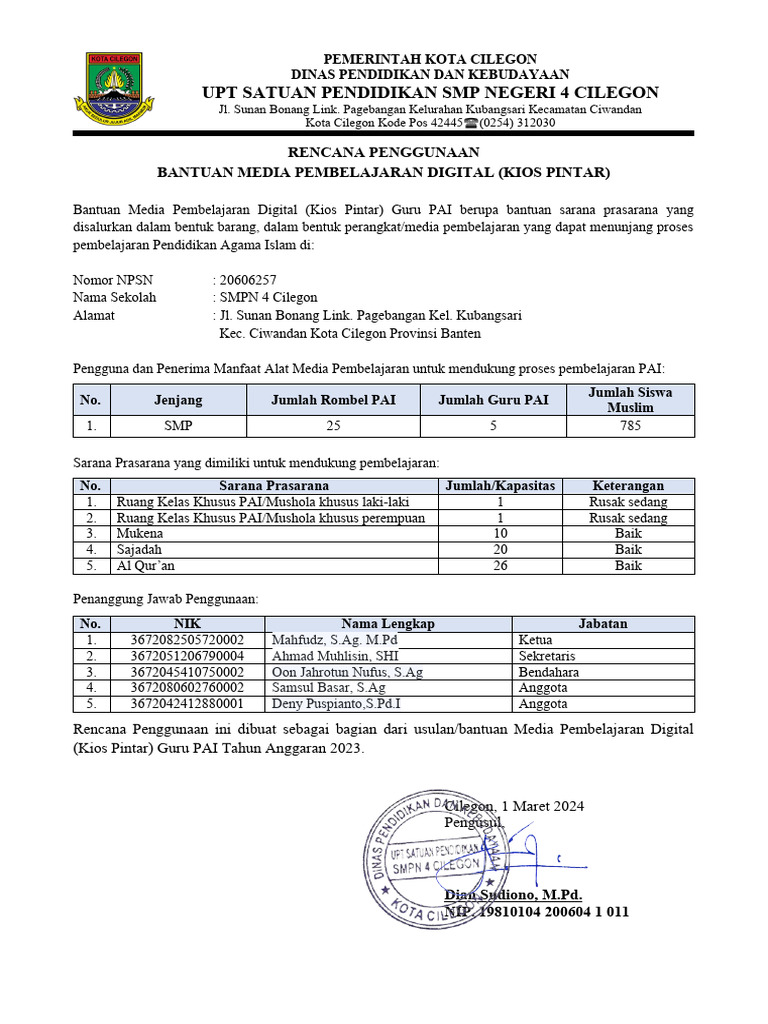 Rencana Penggunaan Bantuan Pdf