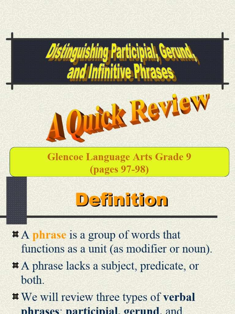 Understanding Verbal Phrases | PDF | Language Arts & Discipline ...