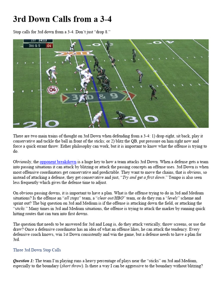 33 MQ - 3rd Down Calls From A 3-4 | PDF | Team Sports | American Football