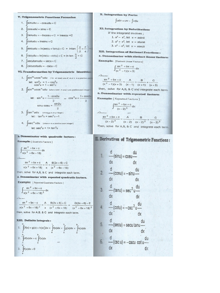 Inegral Formulas | PDF