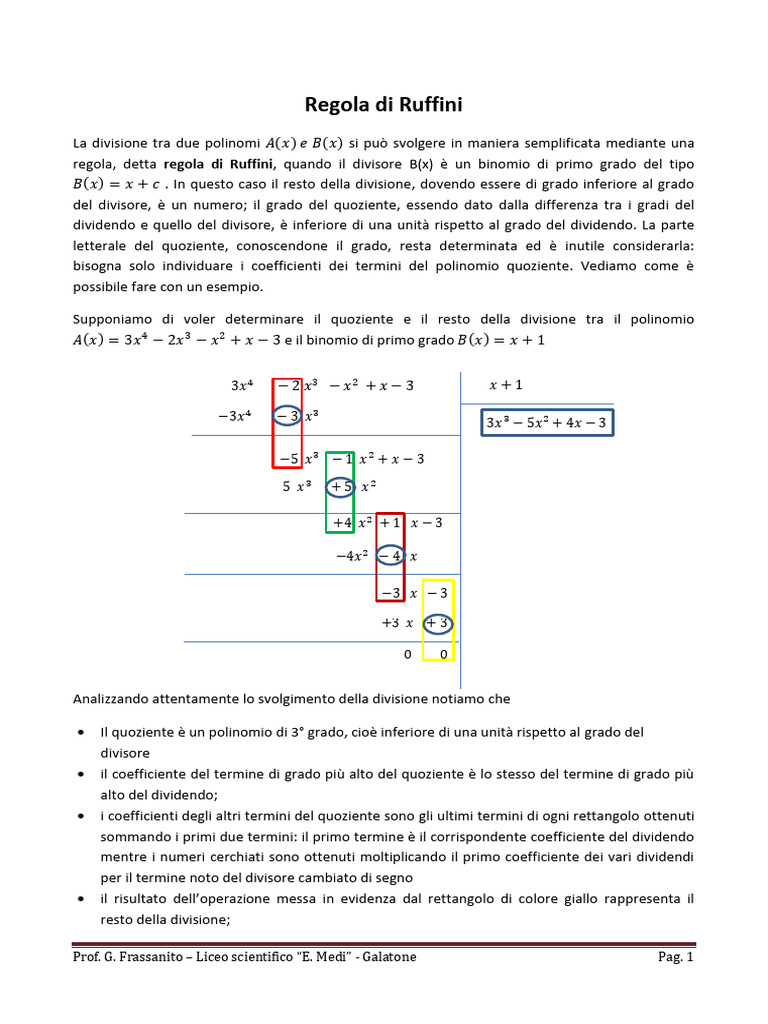 Regola Di Ruffini | PDF