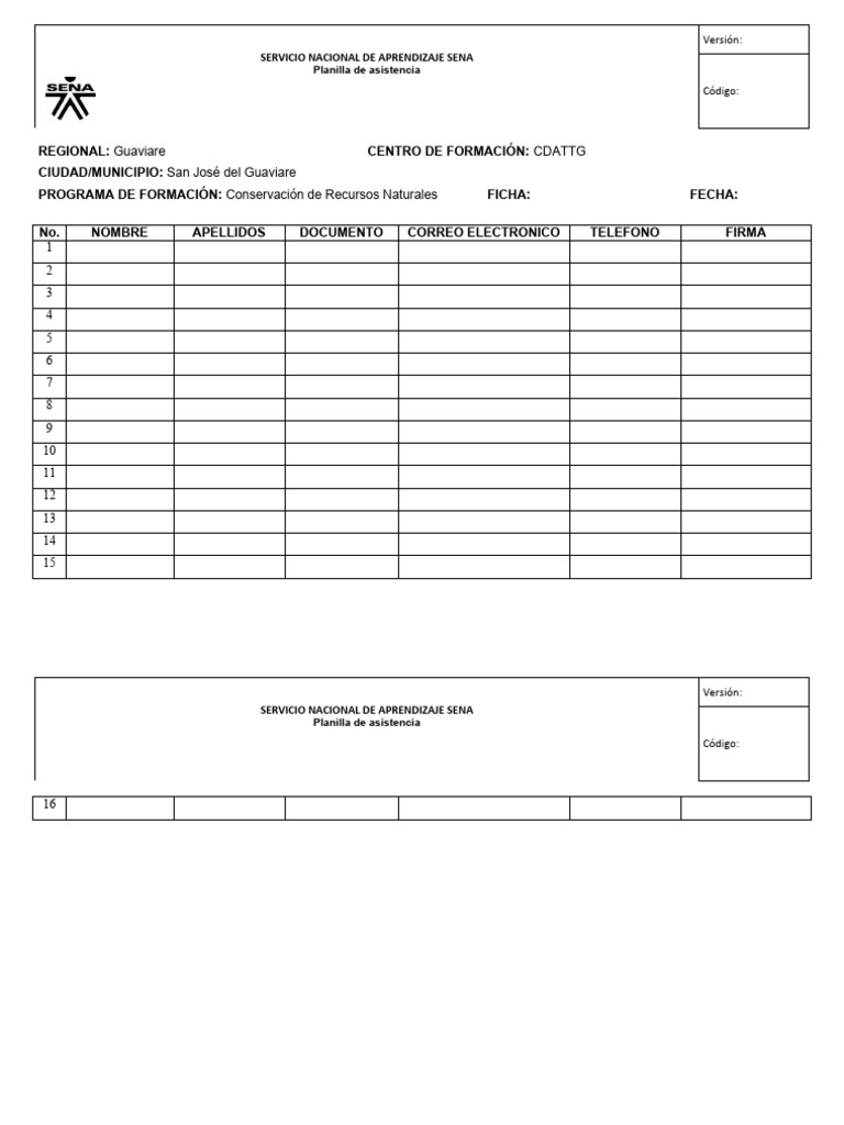 Planilla de Asistencia | PDF