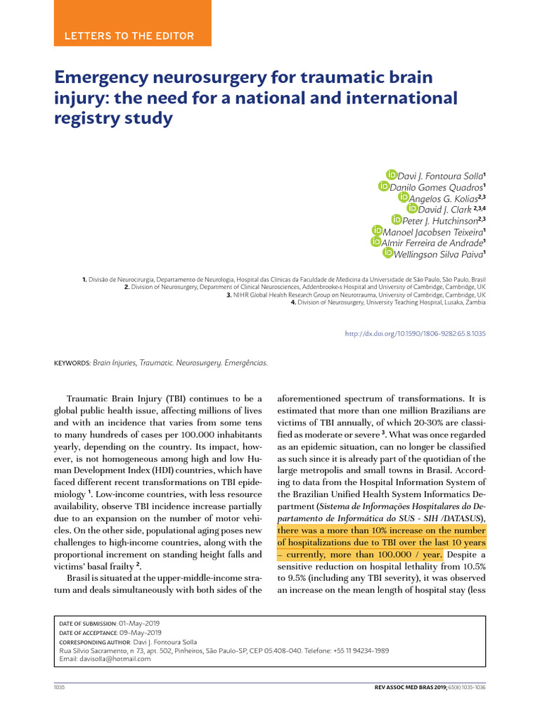 Emergency NS For TBI | PDF | Traumatic Brain Injury | Neurosurgery