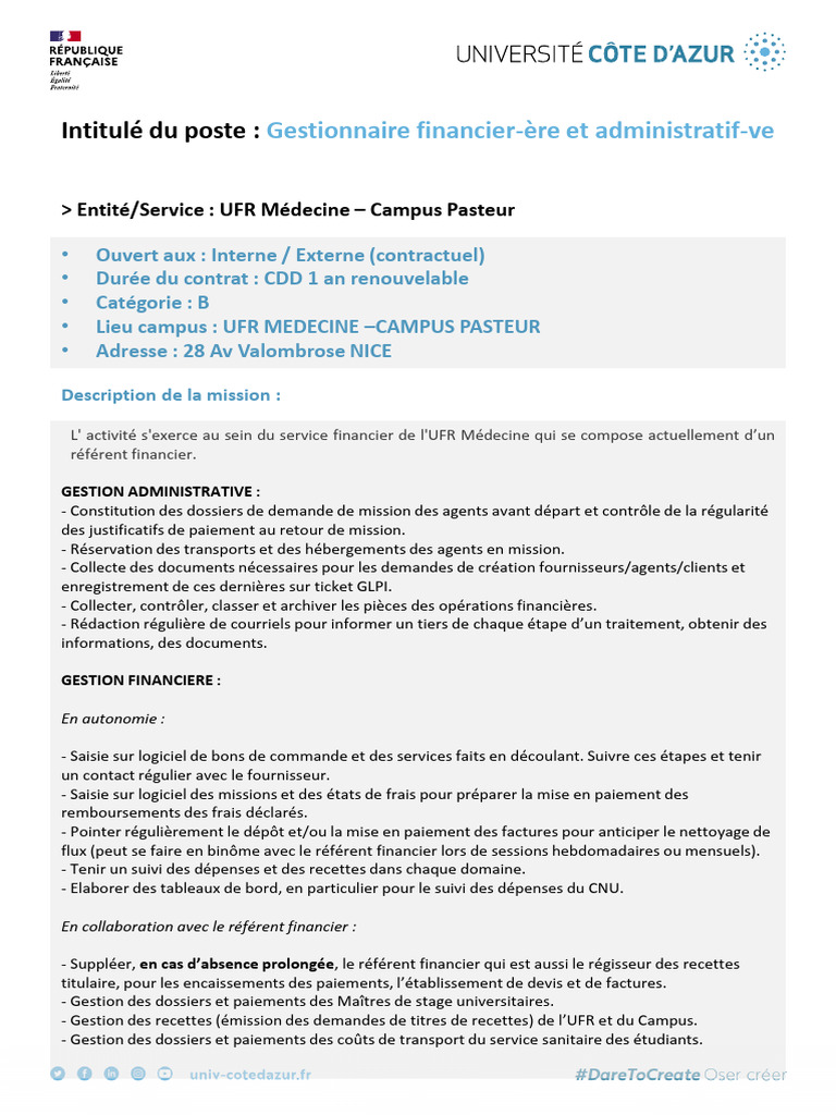 Poste de Gestionnaire Administratif et Financier | PDF | Comptabilité ...