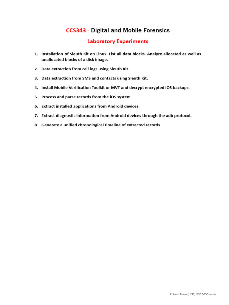 Digital and Mobile Forensics Lab Guide | PDF | Teaching Methods & Materials