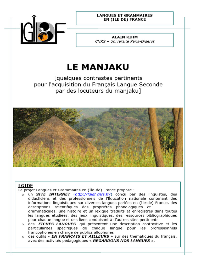 Manjaku Language and French Acquisition | PDF