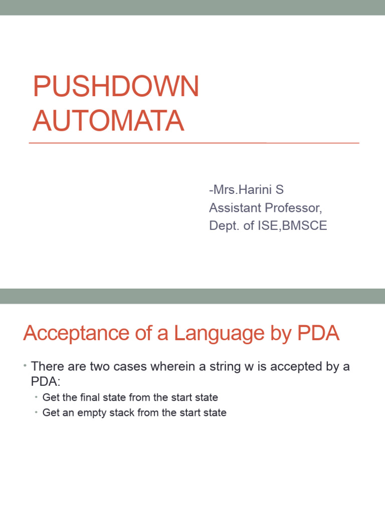 PDA Language Acceptance Methods | PDF | Computing | Syntax (Logic)