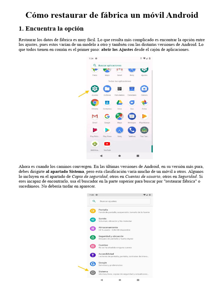 COMO RESTABLECER UN ANDROID DE FABRICA visual data 3