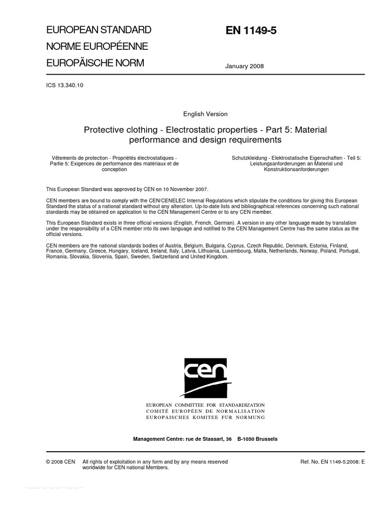 En 1149-5-2008 | Download Free PDF | Electrostatic Discharge ...