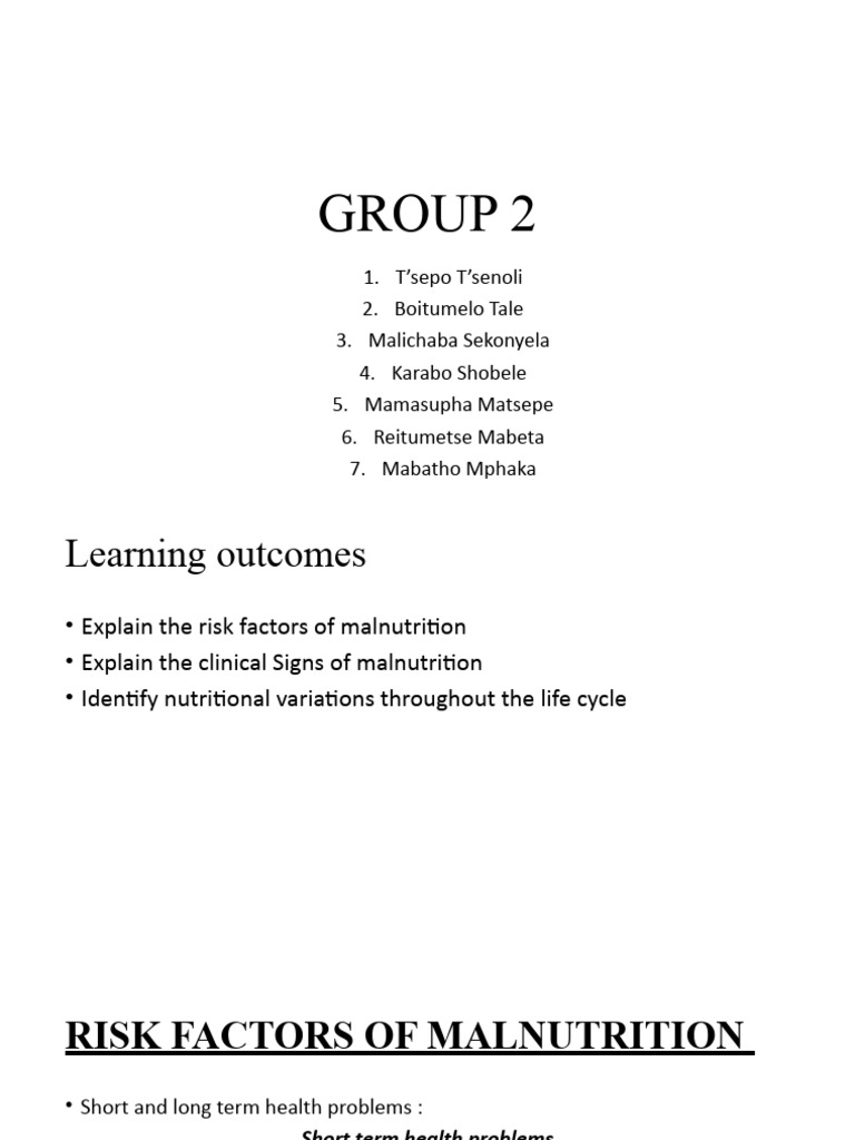 Group 2 Presentation Pdf Malnutrition Nutrition