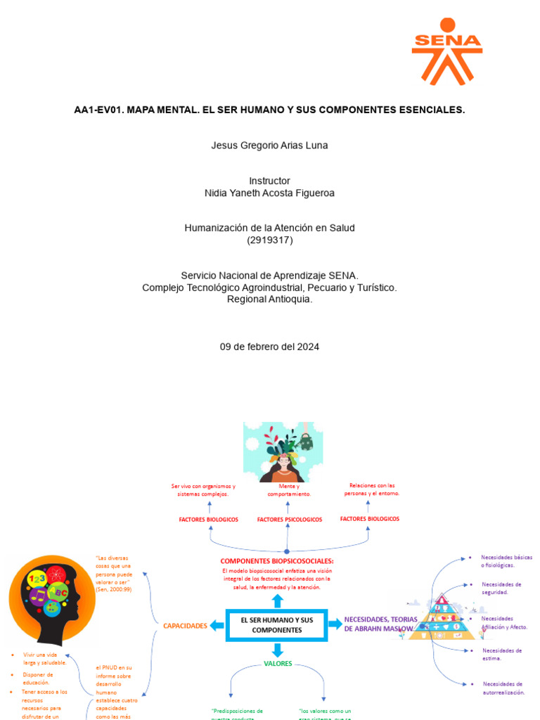 Mapa Mental-El Ser Humano y Sus Componentes Esenciales | PDF