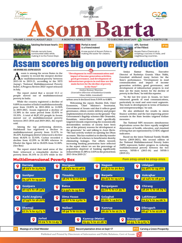 Assam's Decline in Multidimensional Poverty | PDF