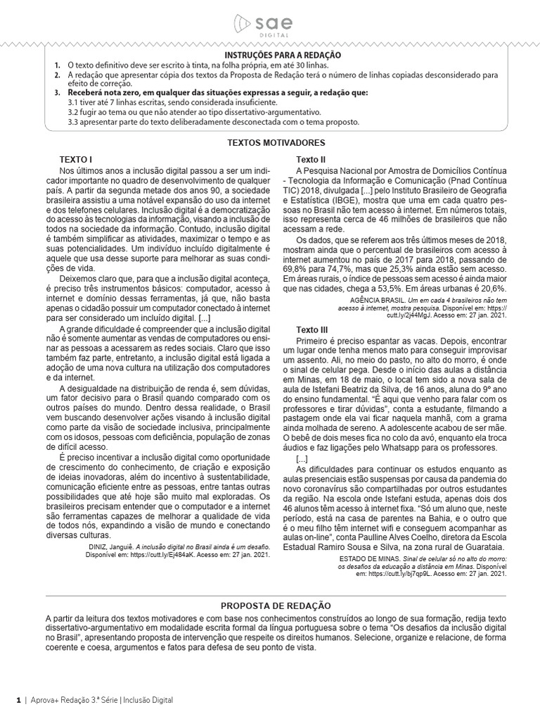 Desafios da Inclusão Digital no Brasil | PDF | Internet | Brasil