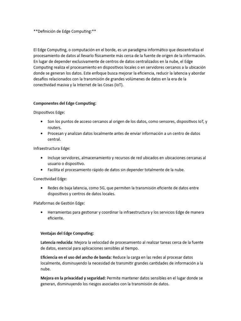 Definición y ventajas del Edge Computing | PDF | Internet de las Cosas ...