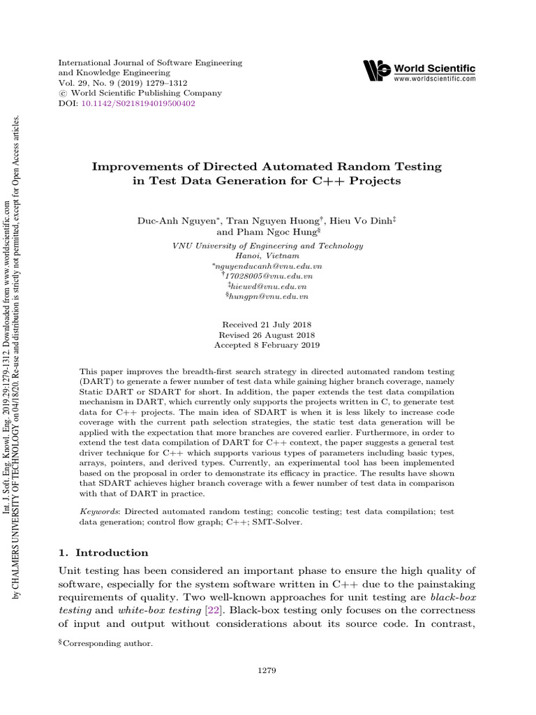 Enhancing DART for C++ Test Data Generation | PDF | C++ | Pointer ...