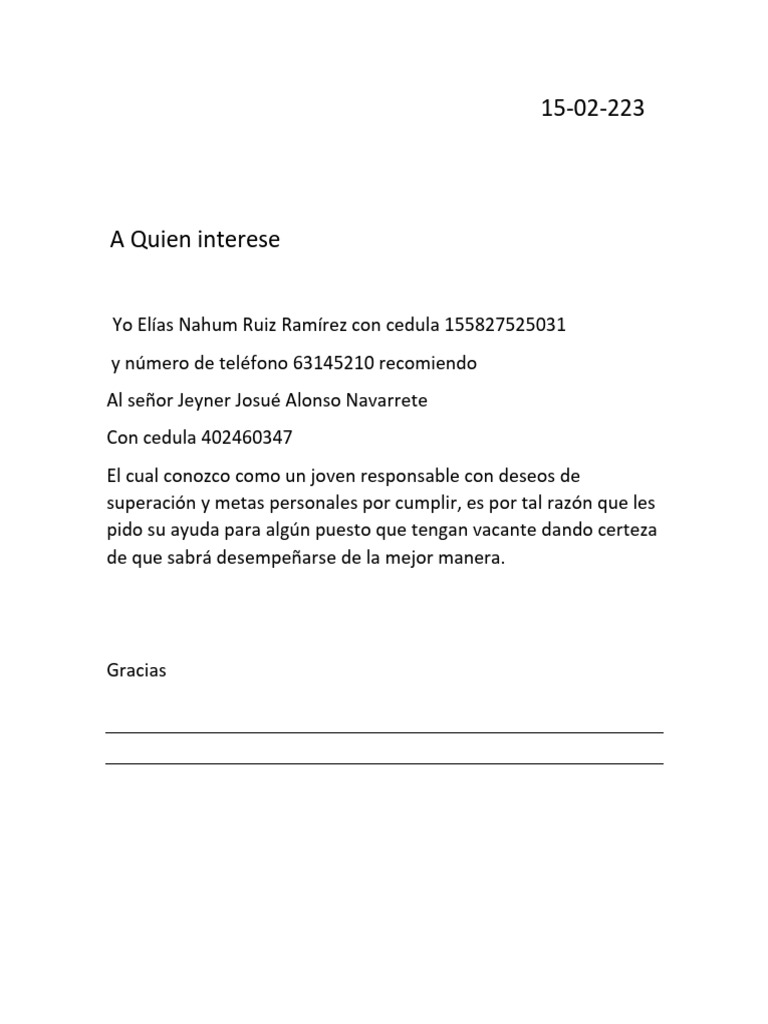 Carta de Recomendacio | PDF