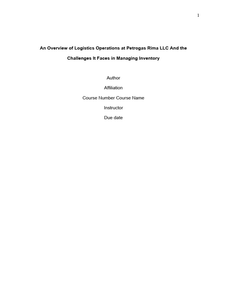 Petrogas Rima LLC Logistics Overview | PDF | Finance & Money Management