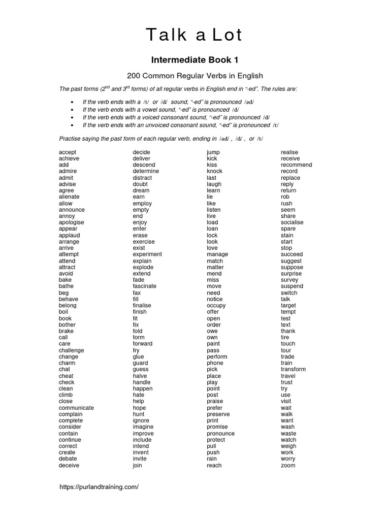 200 Common Regular Verbs in English | PDF | English Language