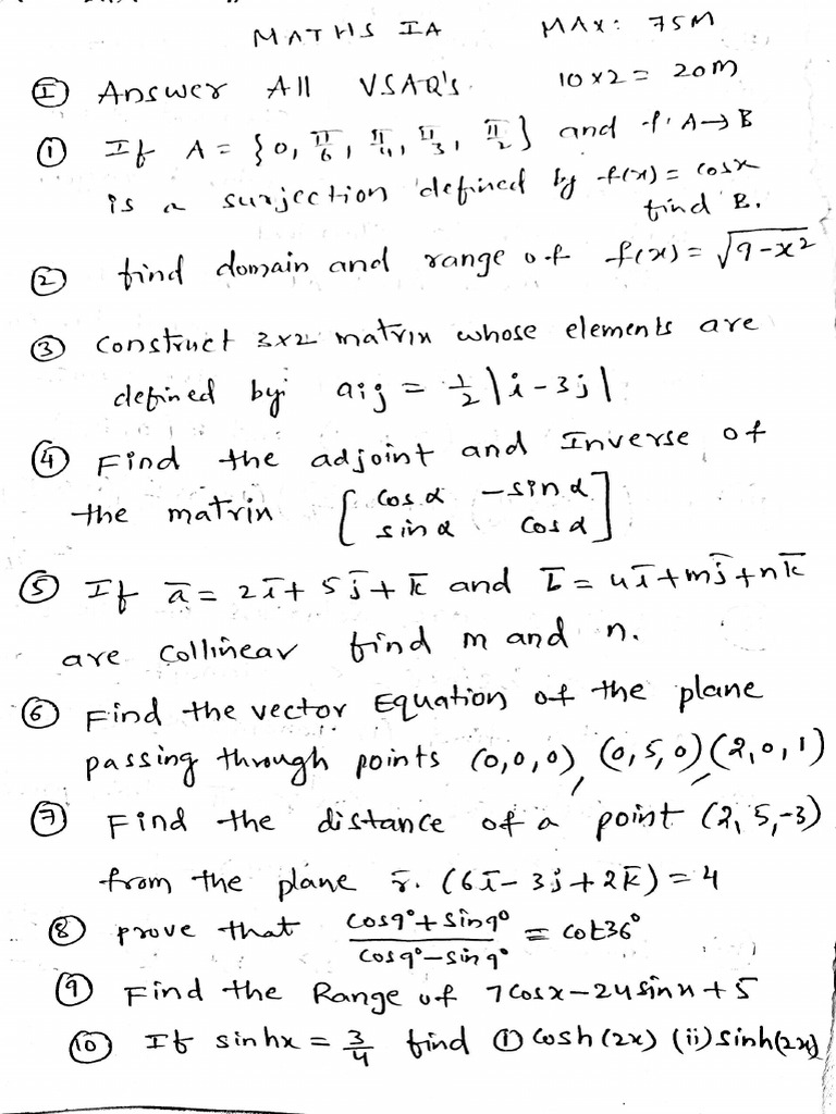 Maths 1A Model Paper 30-Jan-2024 18-39-22 | PDF