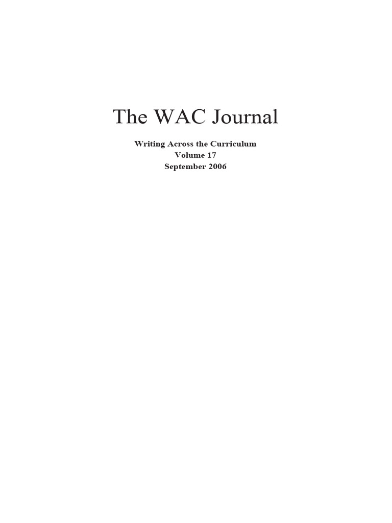 163 The Wac Journal | PDF | Curriculum | Cognitive Science
