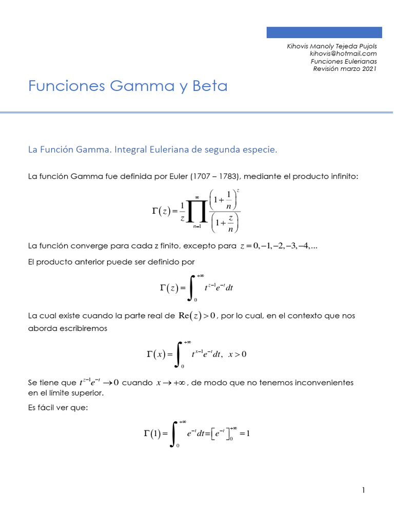 Funciones Gamma Beta Kihovis | PDF