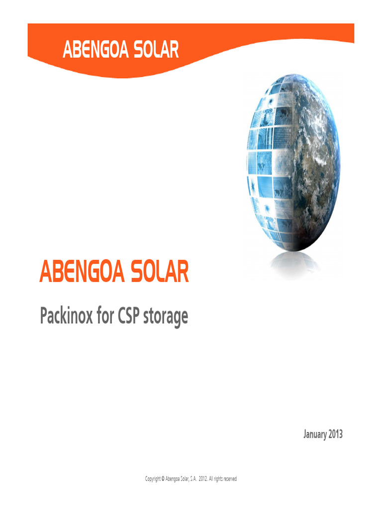 Abengoa Solar 02.13 - Packinox for CSP Storage | PDF
